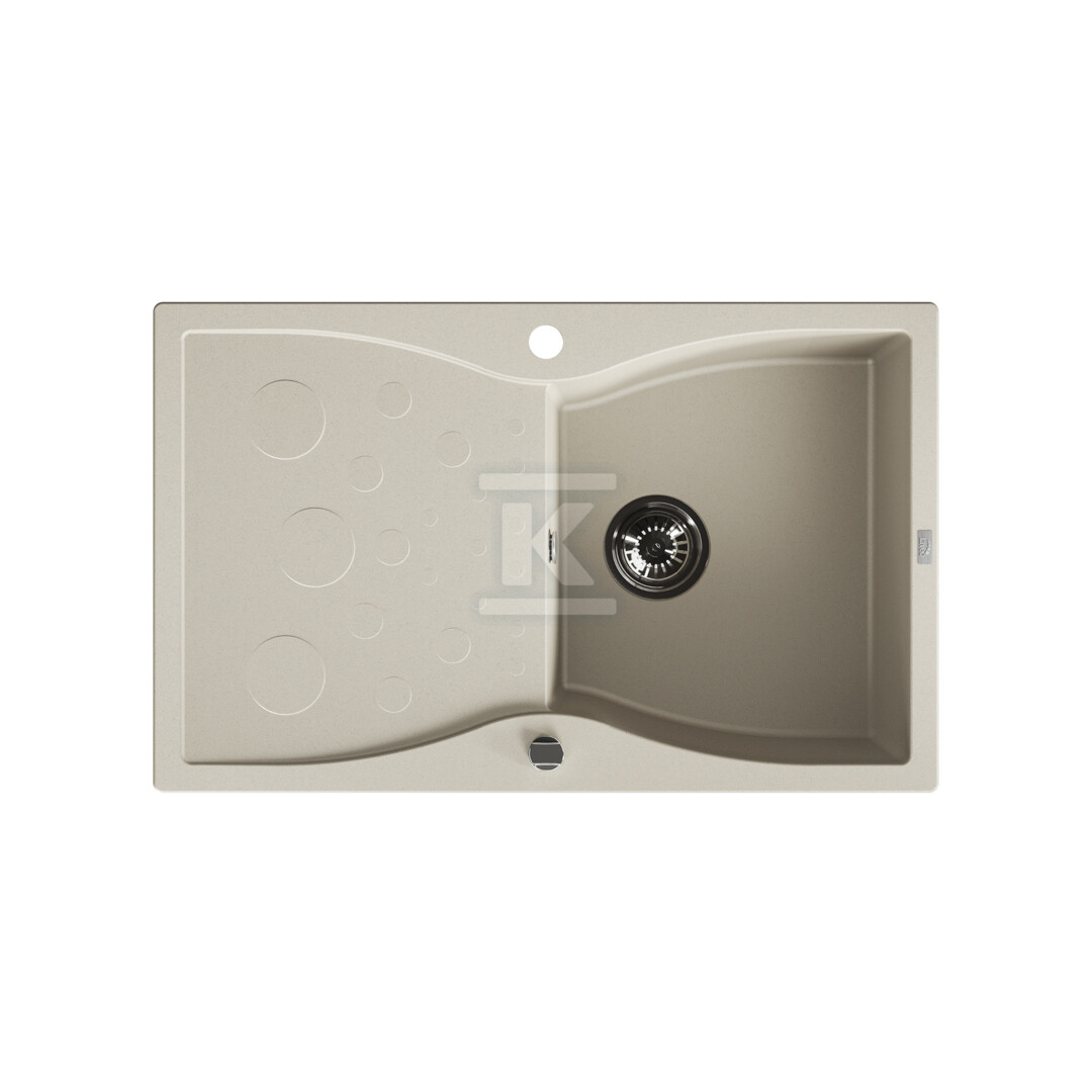 Zlew granitowy 1 komorowy MOLOKIN z ociekaczem 50x80cm z syfonem - obrazek 1